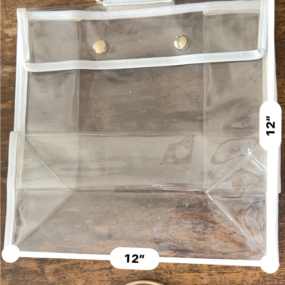 Transparent Bag organizer/Garment Bag with White Trim round gold handle 6pcs